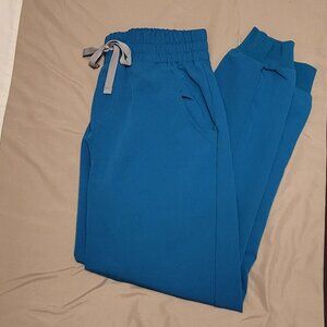 Figs Pacific Blue High Waisted Zamora Joggers with Original Scrunch Waistband